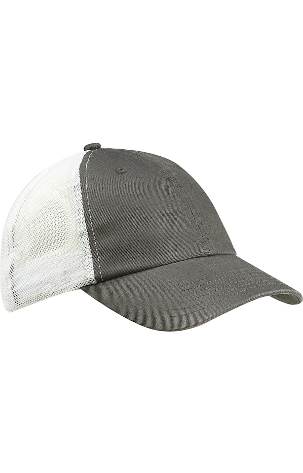 Big Accessories BA601 Washed Trucker Cap - Iron  White
