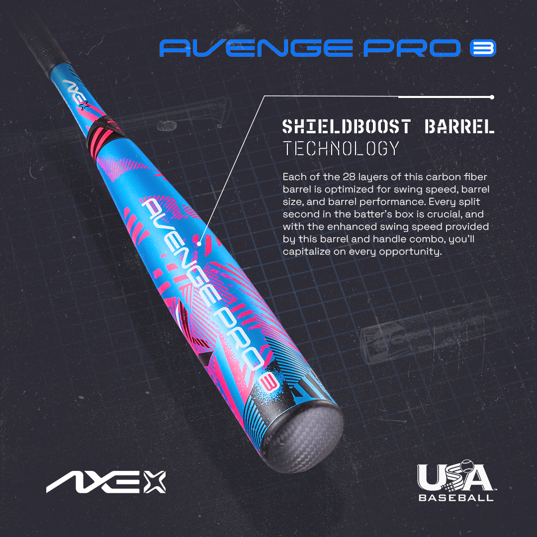 Baden Sports Axe Avenge Pro 3 Usa Baseball Bat -10 | Standard Handle