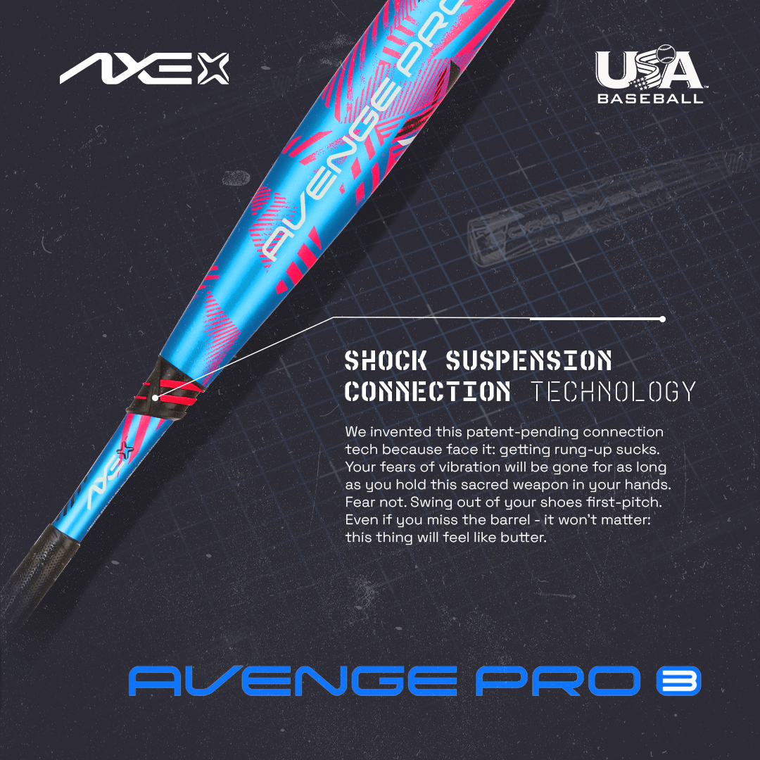 Baden Sports Axe Avenge Pro 3 Usa Baseball Bat -10 | Standard Handle