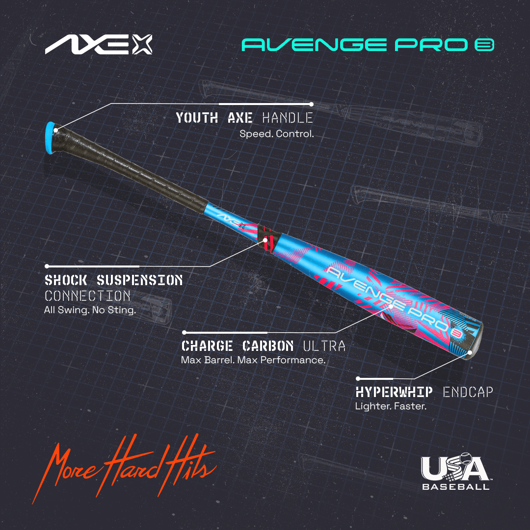 Baden Sports Axe Avenge Pro 3 Usa Baseball Bat -10 | Standard Handle