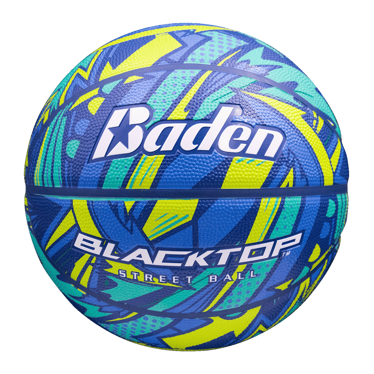 Baden Sports Blacktop Rubber Basketball - Blue/green Shapes Graffiti / Official 29.5’’
