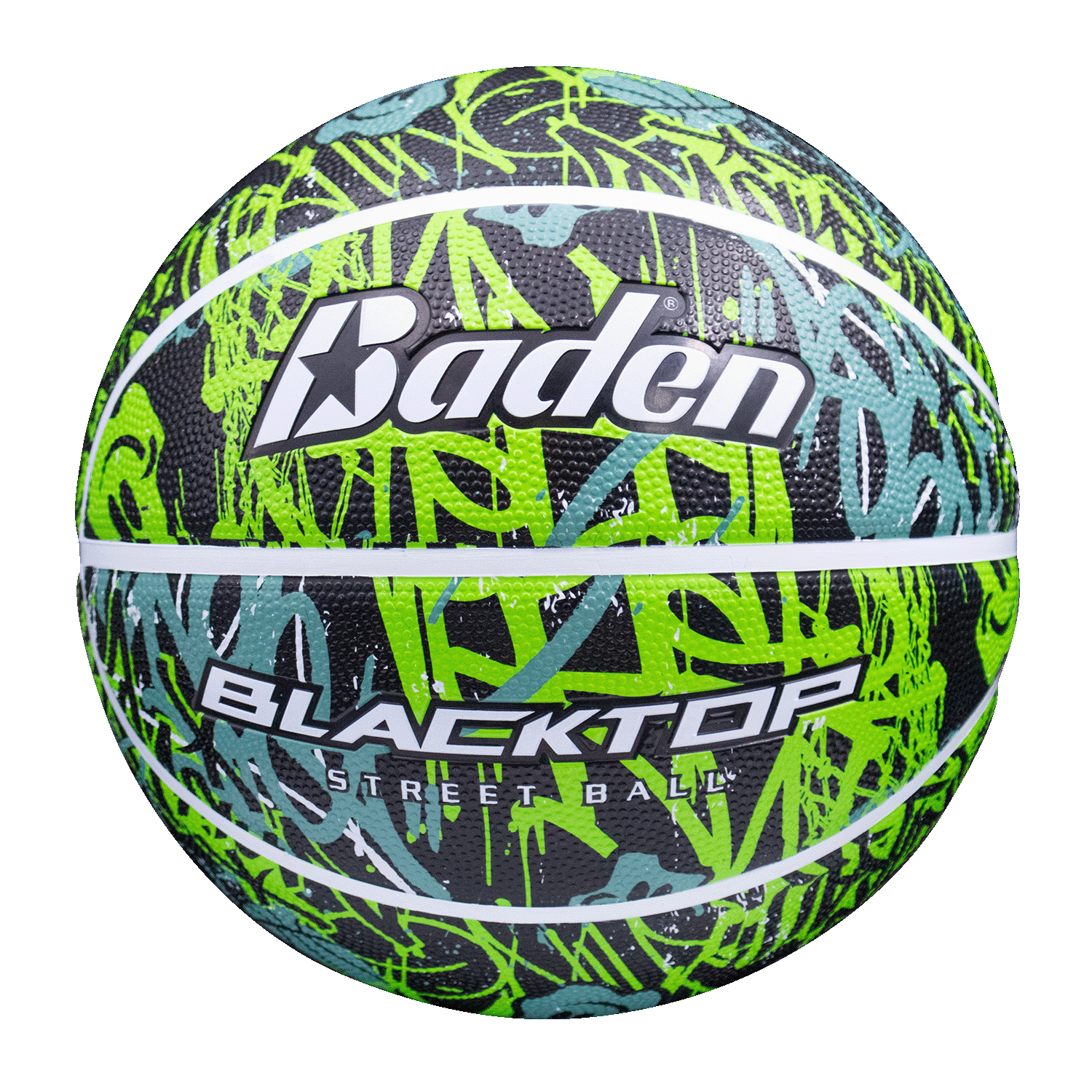 Baden Sports Blacktop Rubber Basketball - Green Smiley Graffiti / Official 29.5’’
