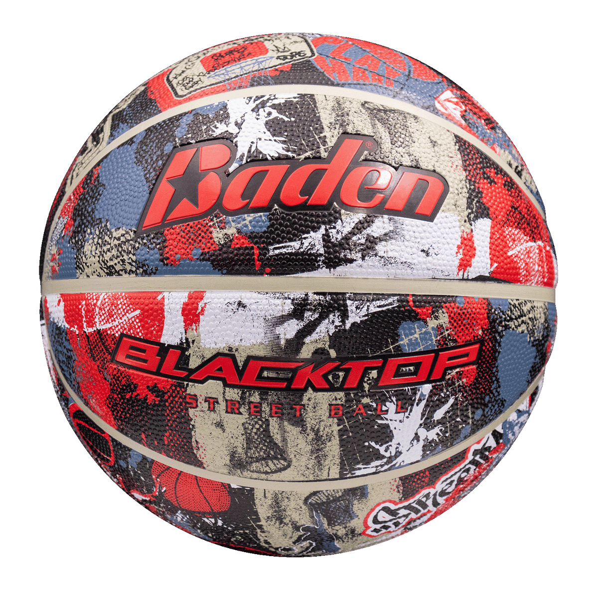 Baden Sports Blacktop Rubber Basketball - Red/grey Hooper Graffiti / Official 29.5’’