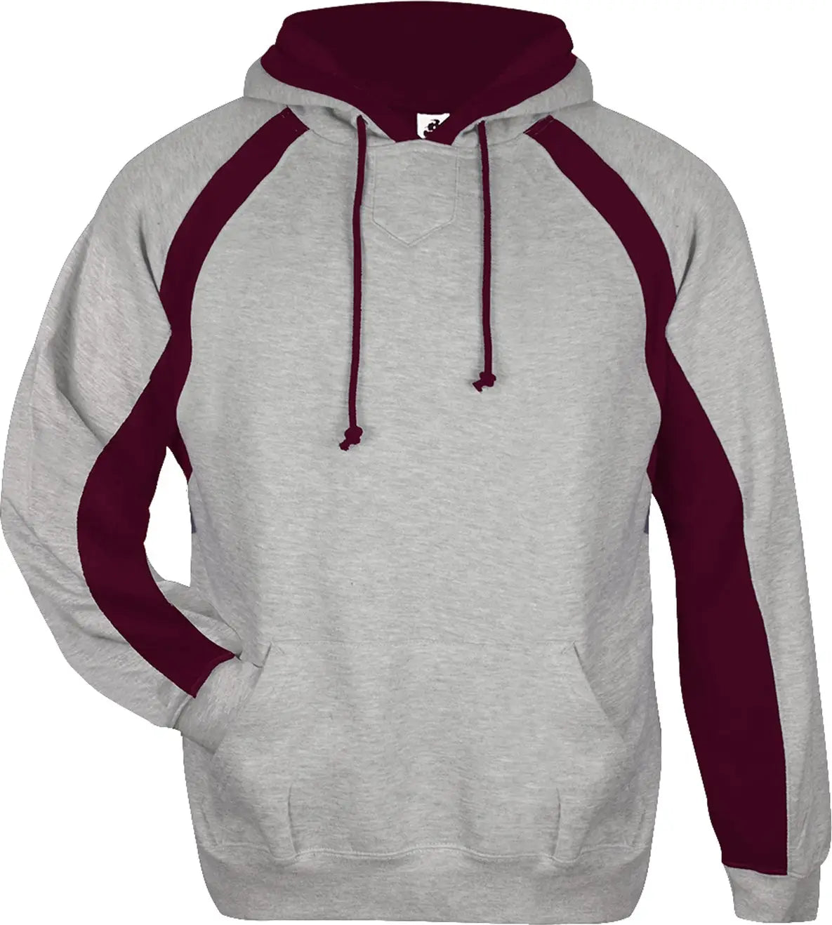 Badger Sport 126200 Hook Hood - Oxford Gray Maroon - Adult Xs