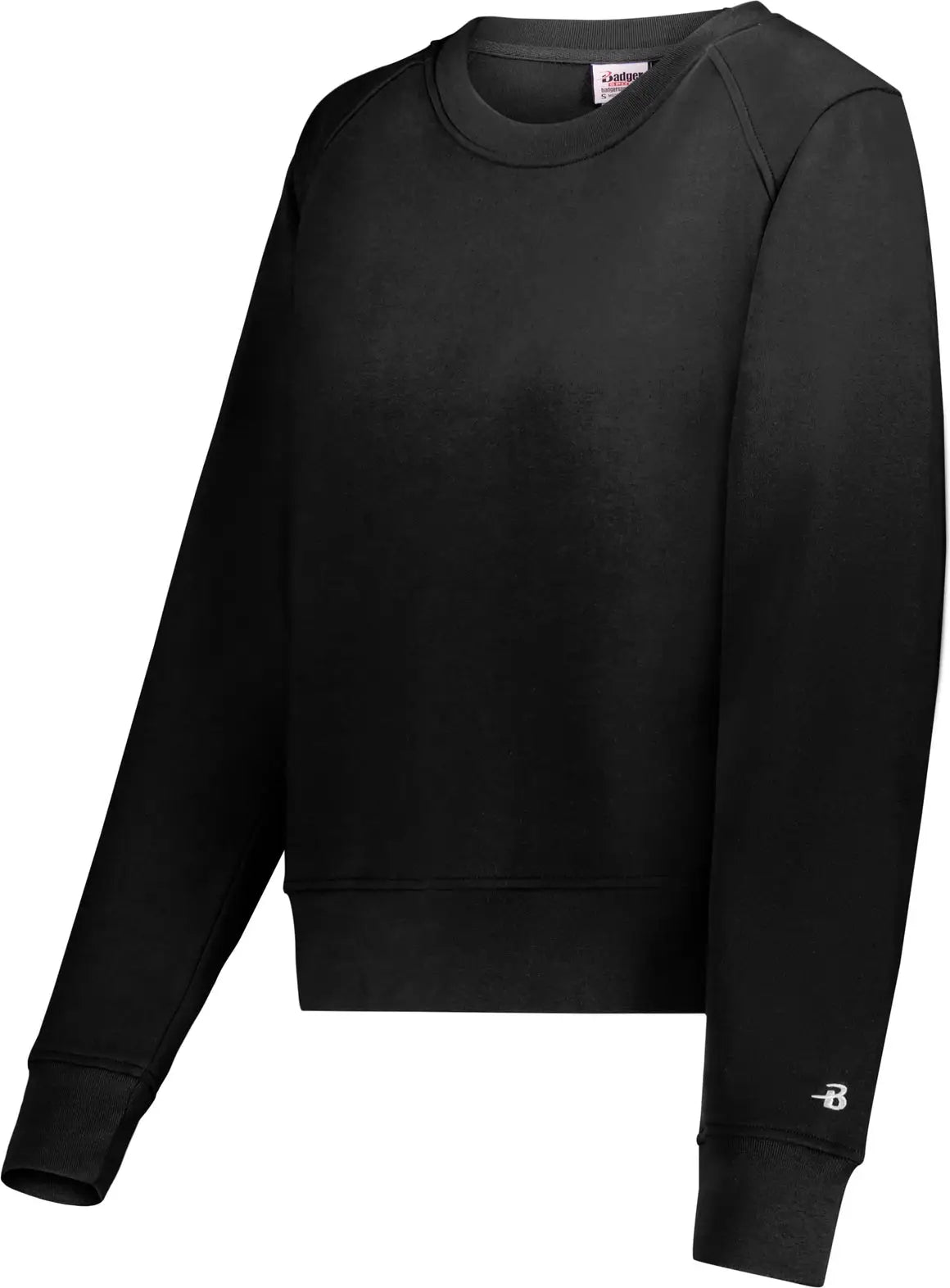 Badger Sport 1263 Ladies Athletic Fleece Crop Crew Sweatshirt - Black - Xs