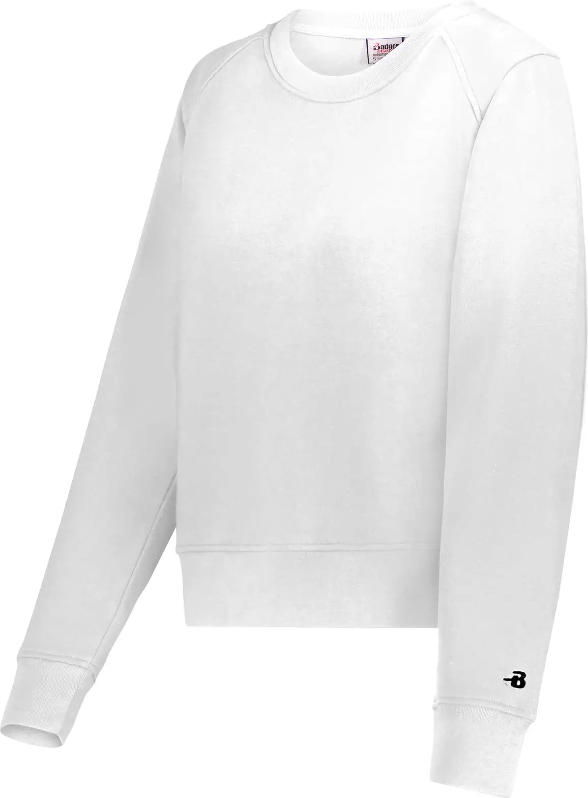 Badger Sport 1263 Ladies Athletic Fleece Crop Crew Sweatshirt - White - Xs