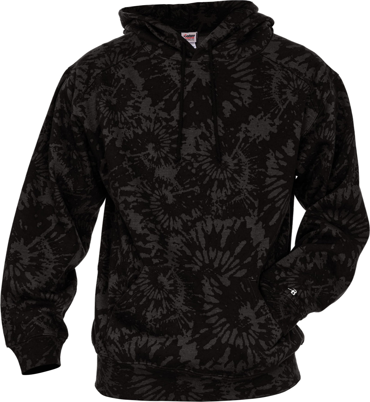 Badger Sport 1275 Athletic Fleece Tie-dye Hoodie - Black Vintage - Adult Xs