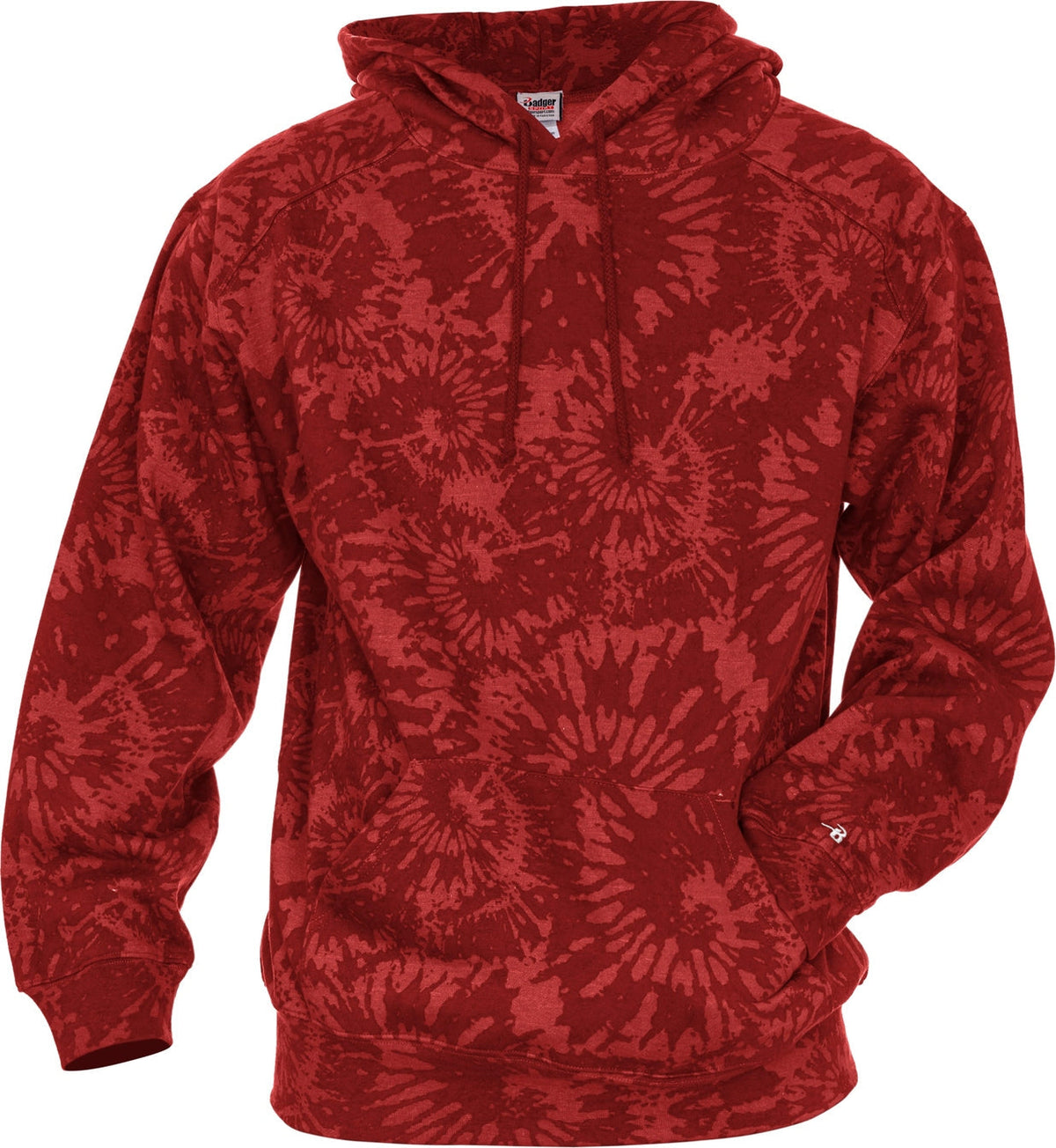 Badger Sport 1275 Athletic Fleece Tie-dye Hoodie - Red Vintage - Adult Xs