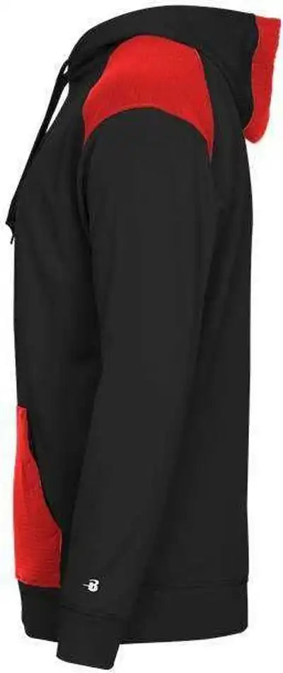 Badger Sport 1440 Breakout Performance Fleece Hoodie Black Red