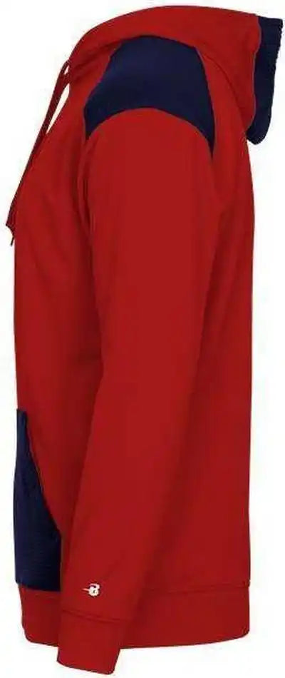 Badger Sport 1440 Breakout Performance Fleece Hoodie Red Navy
