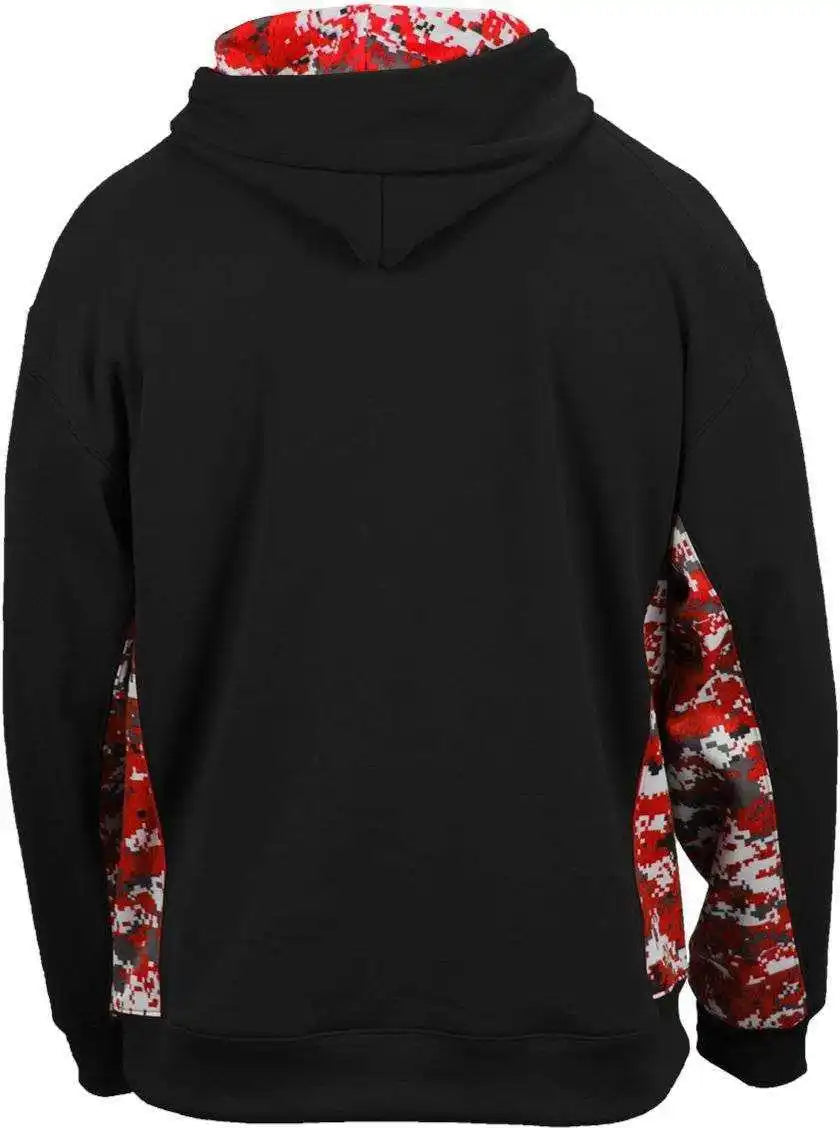 Badger Sport 1464 Adult Digital Hoodie - Black Red