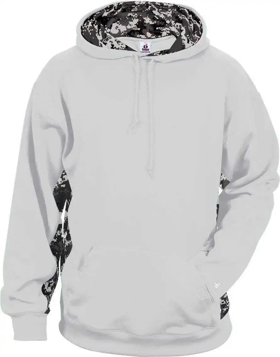 Badger Sport 1464 Adult Digital Hoodie - White Black