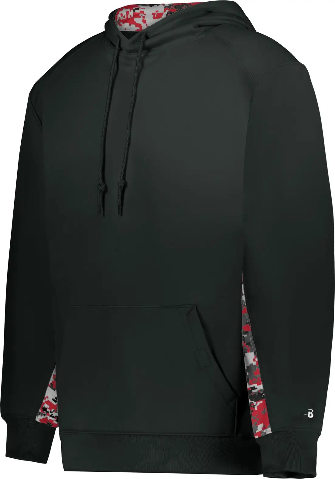 Badger Sport 1464 Digital Color Block Hoodie - Black Red