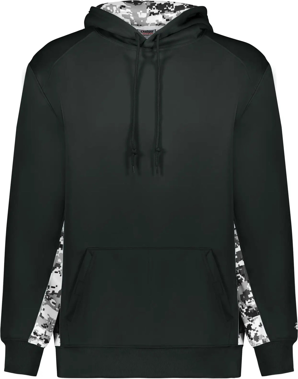 Badger Sport 1464 Digital Color Block Hoodie - Black White