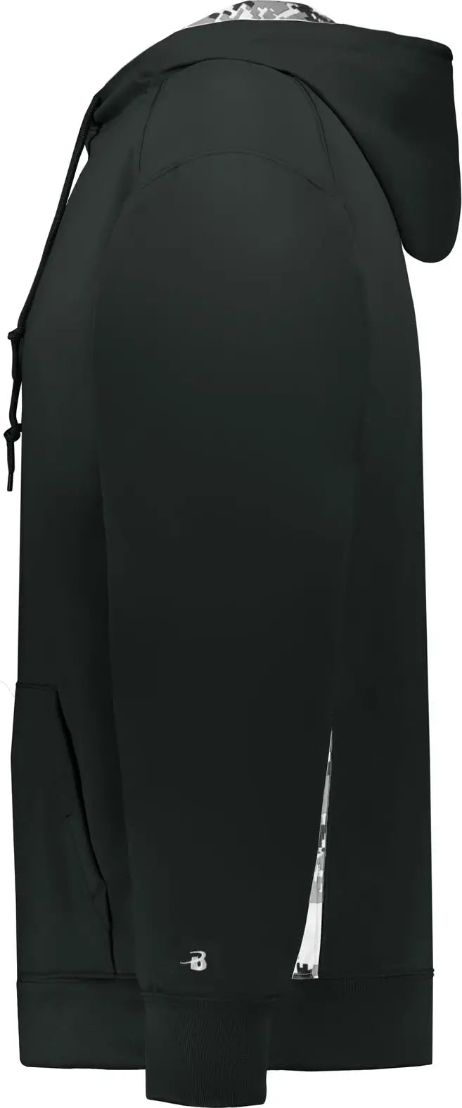 Badger Sport 1464 Digital Color Block Hoodie - Black White