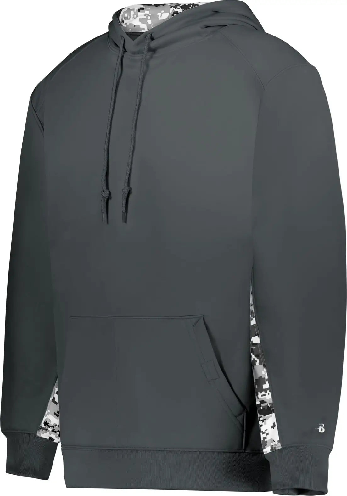 Badger Sport 1464 Digital Color Block Hoodie - Graphite White
