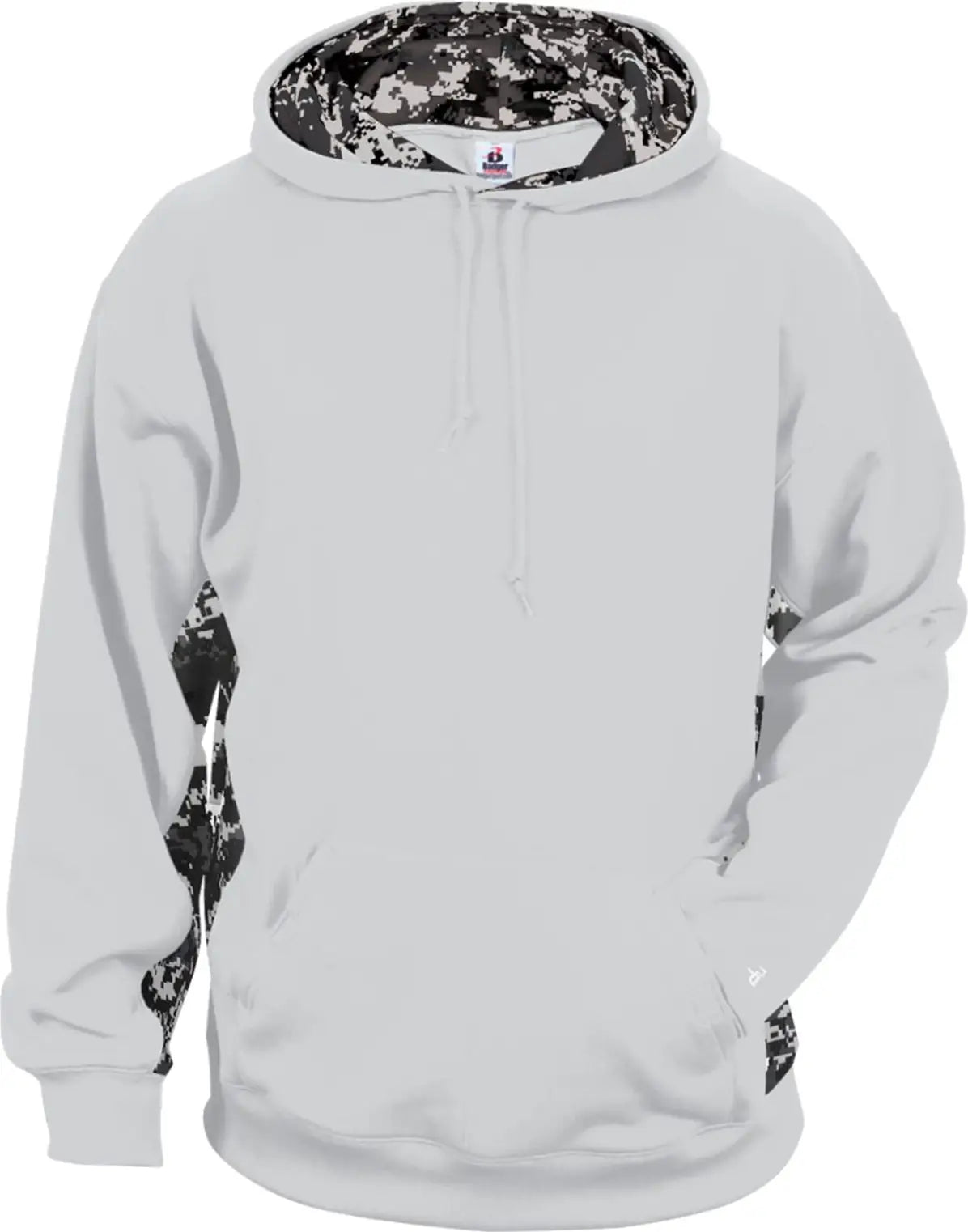 Badger Sport 1464 Digital Color Block Hoodie - White Black