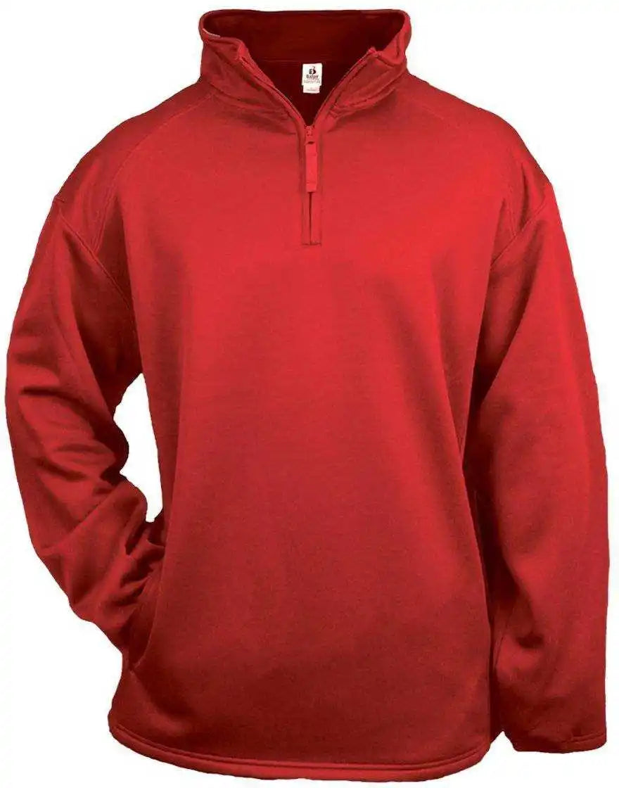 Badger Sport 1480 1/4 Zip Poly Fleece Pullover Red