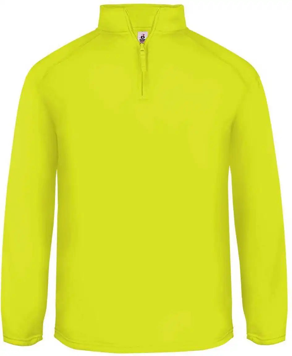 Badger Sport 1480 1/4 Zip Poly Fleece Pullover Safety Yellow Green