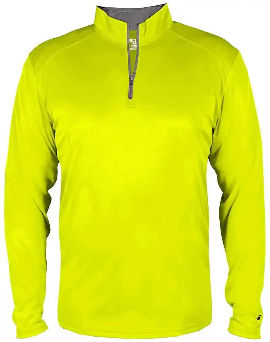 Badger Sport 2102 B-core Youth 1/4 Zip - Safety Yellow Green Graphite