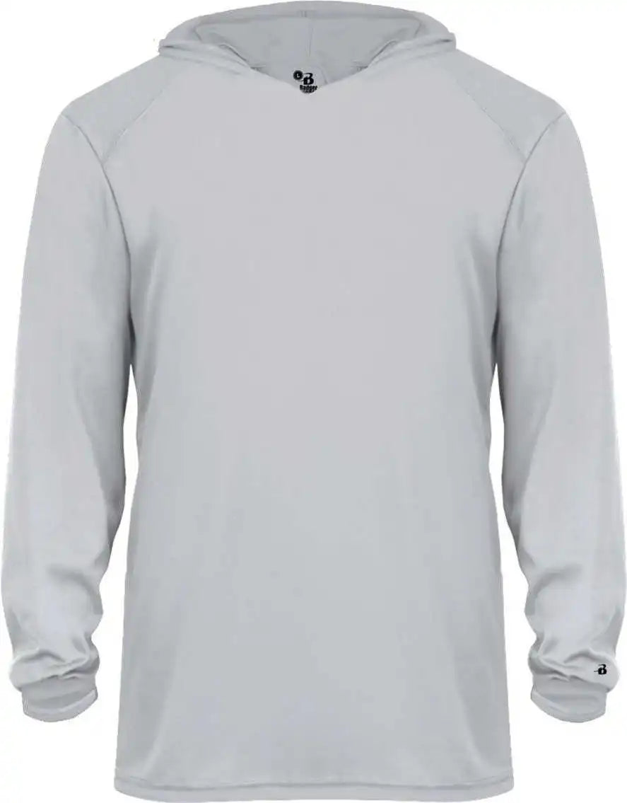Badger Sport 2105 b Core Long Sleeve Youth Hoodie Tee Silver
