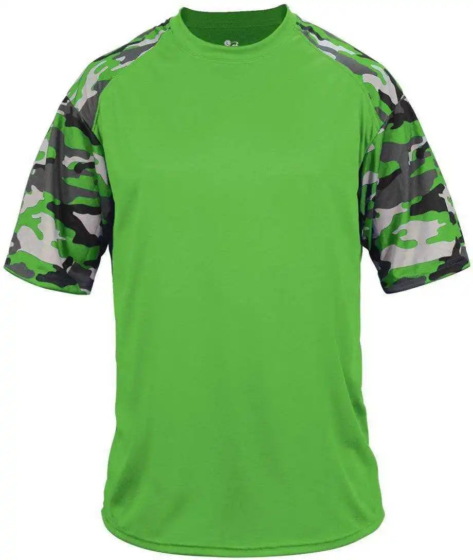 Badger Sport 2141 Camo Youth Tee - Lime