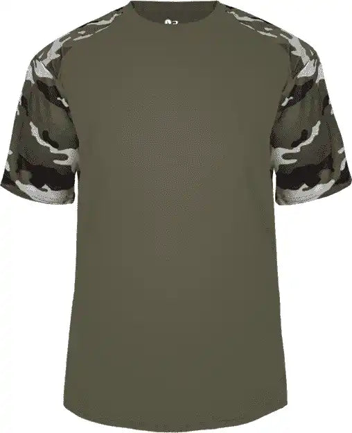 Badger Sport 2141 Camo Youth Tee Od Green