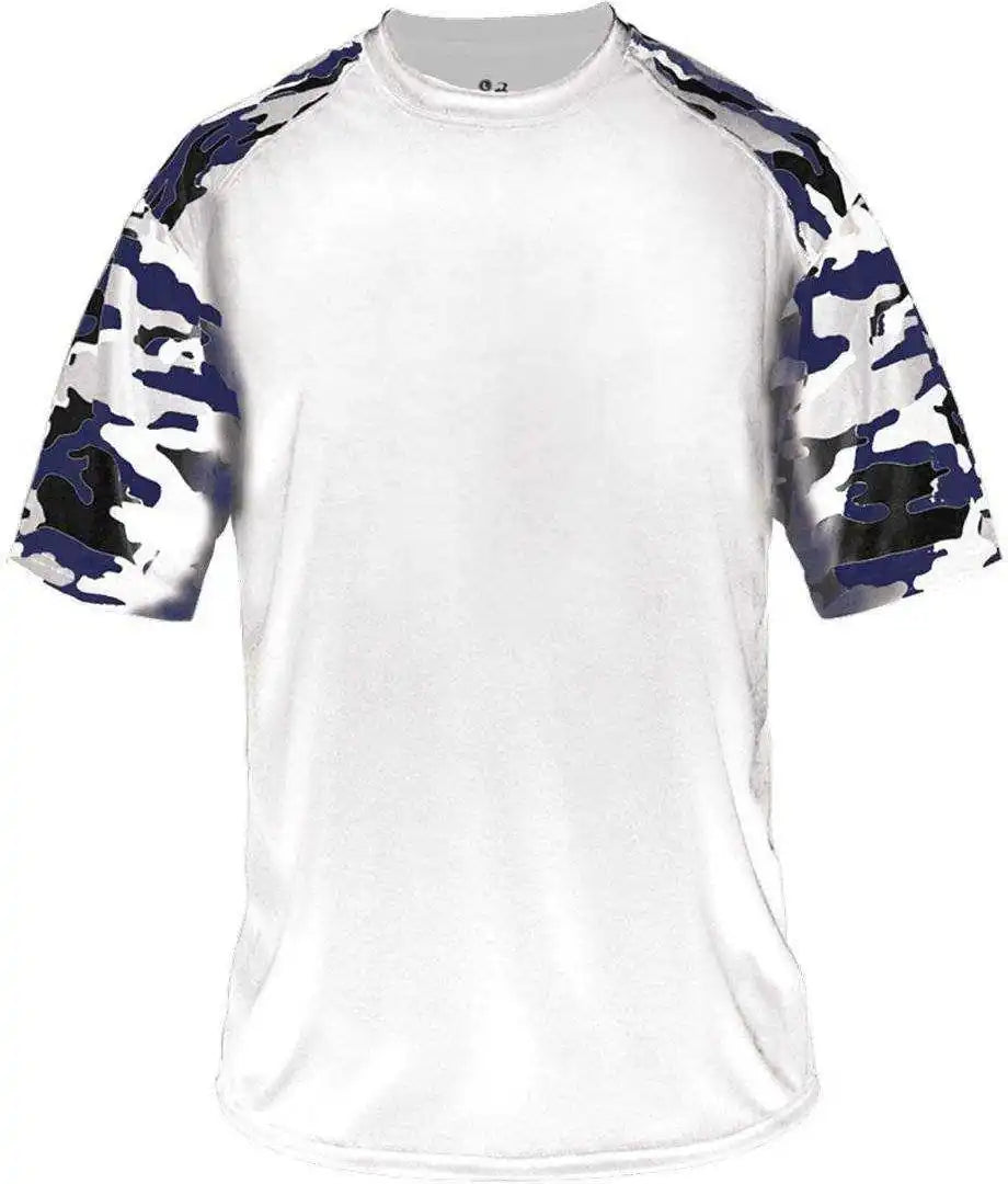 Badger Sport 2141 Camo Youth Tee White Navy