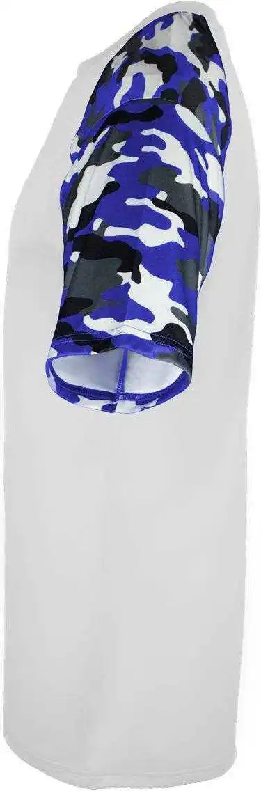 Badger Sport 2141 Camo Youth Tee - White Royal