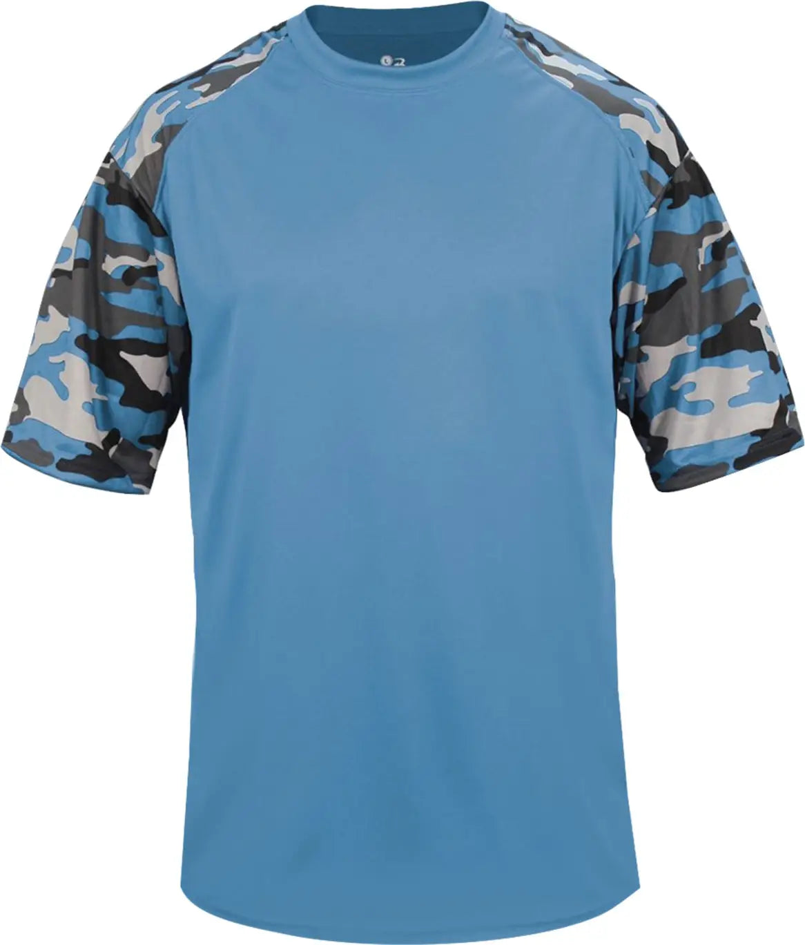 Badger Sport 2141 Youth Camo Tee - Columbia Blue