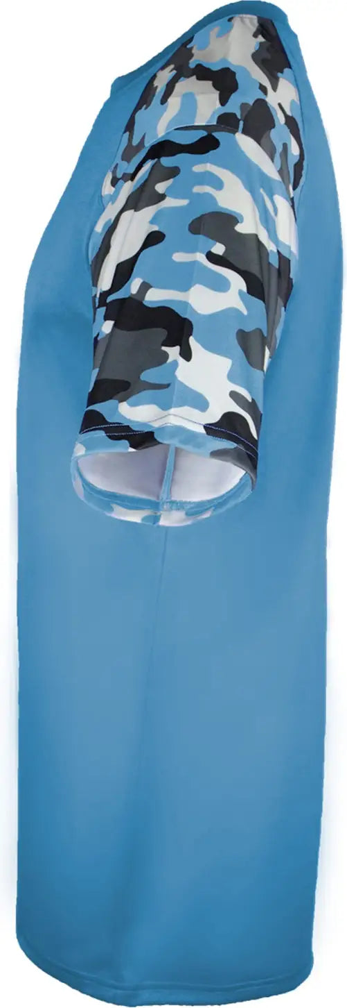 Badger Sport 2141 Youth Camo Tee - Columbia Blue