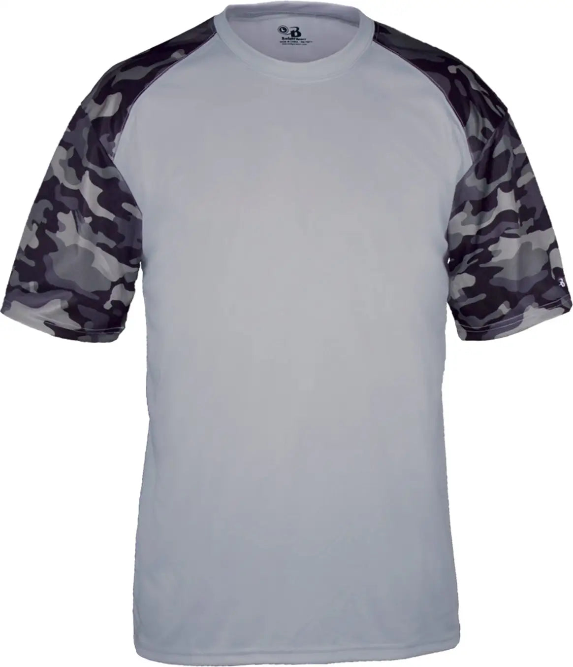 Badger Sport 2141 Youth Camo Tee - Silver Black