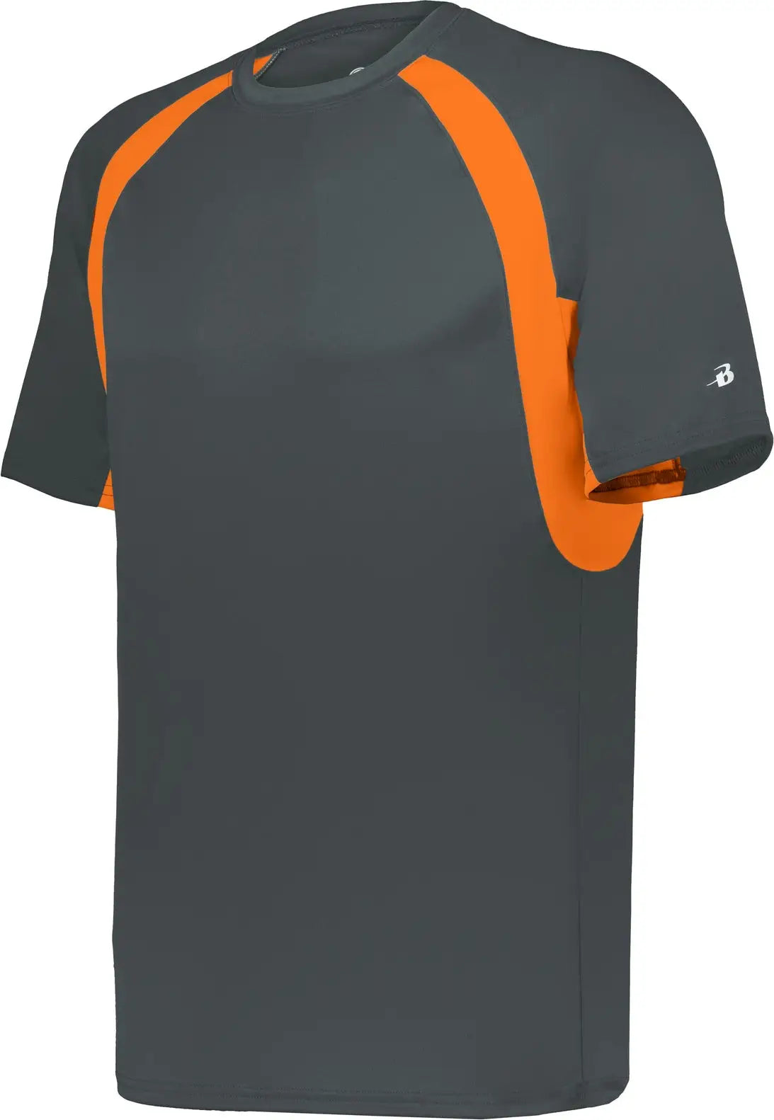 Badger Sport 2144 Youth Hook Tee - Graphite Safety Orange - Xs