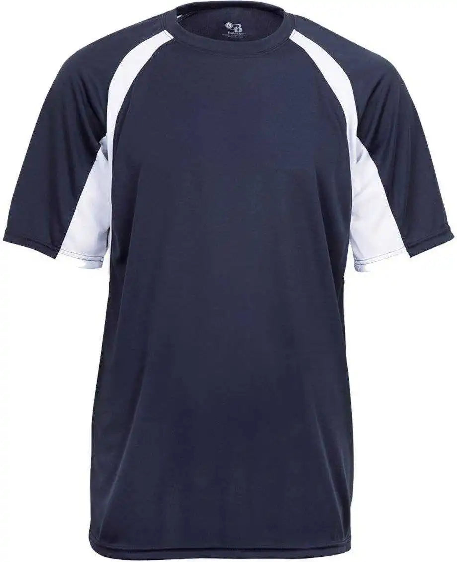 Badger Sport 2144 Youth Hook Tee Navy White