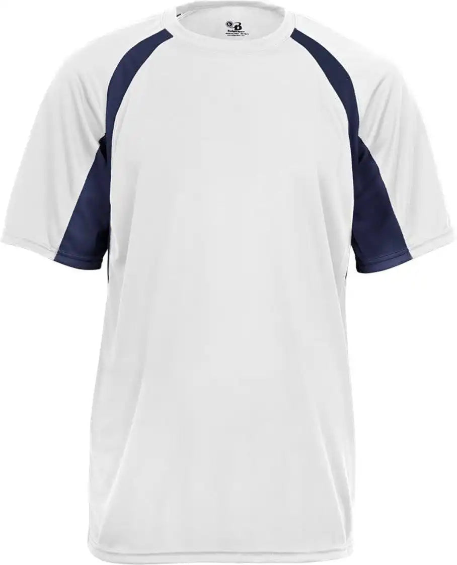 Badger Sport 2144 Youth Hook Tee White Navy