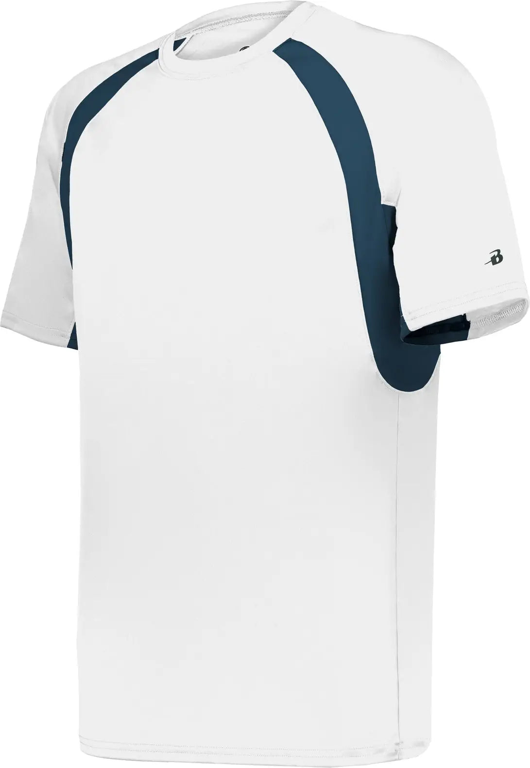 Badger Sport 2144 Youth Hook Tee - White Navy - Xs