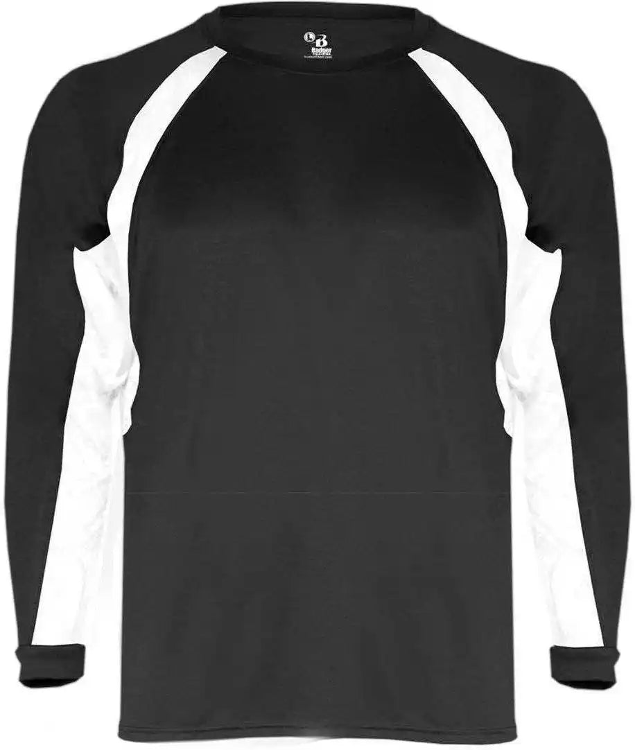 Badger Sport 2154 Hook Youth Long Sleeve Tee - Black White