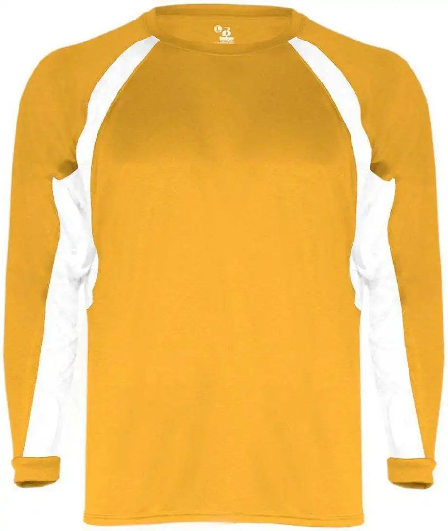 Badger Sport 2154 Hook Youth Long Sleeve Tee - Gold White