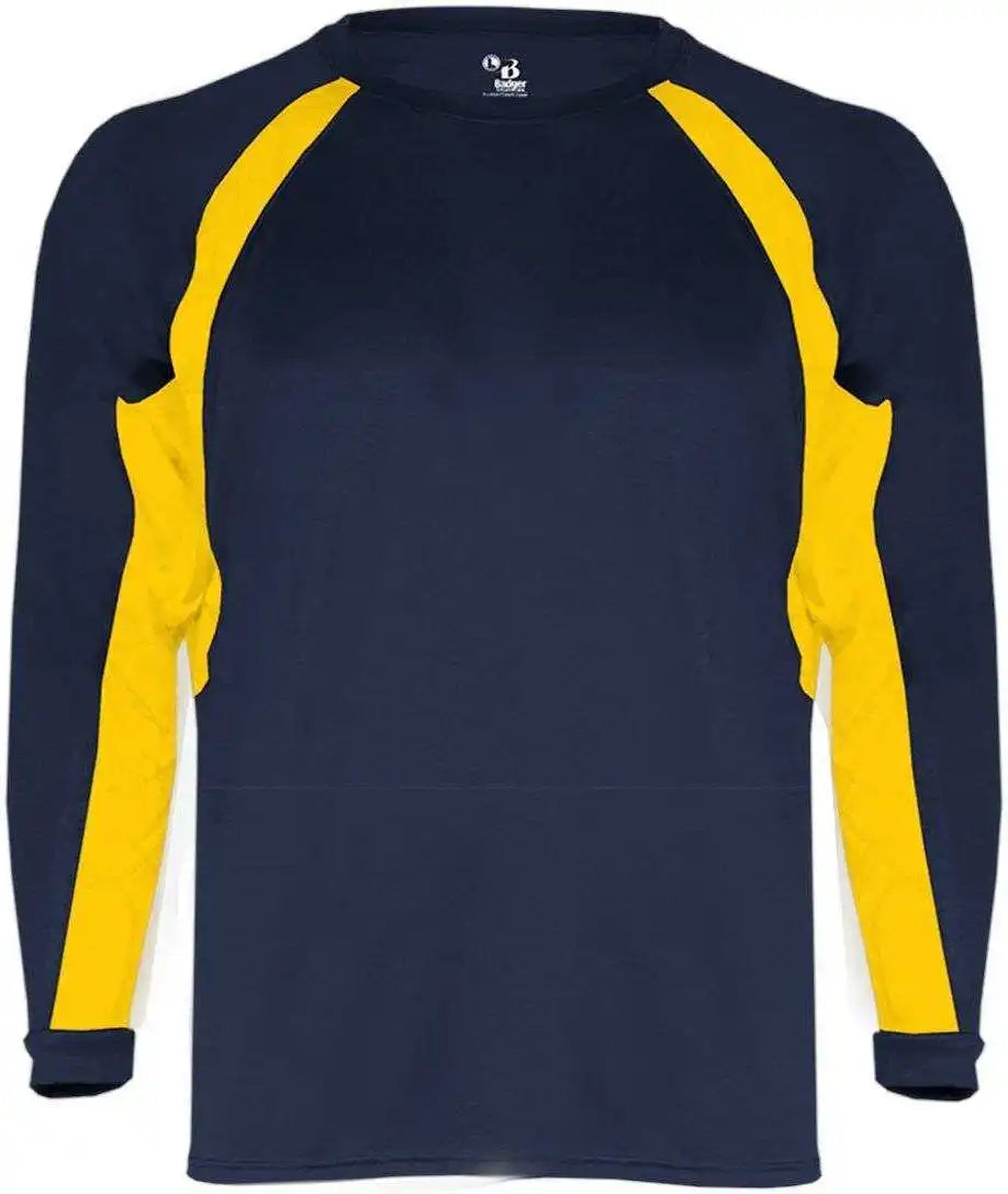 Badger Sport 2154 Hook Youth Long Sleeve Tee - Navy Gold