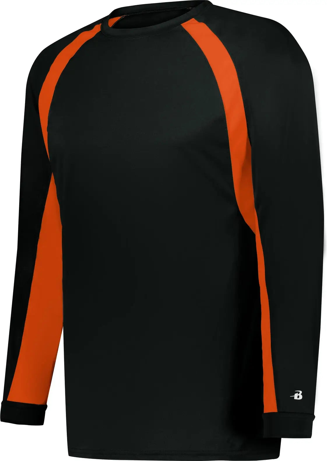 Badger Sport 2154 Youth Hook L/s Tee - Black Burnt Orange - Xs