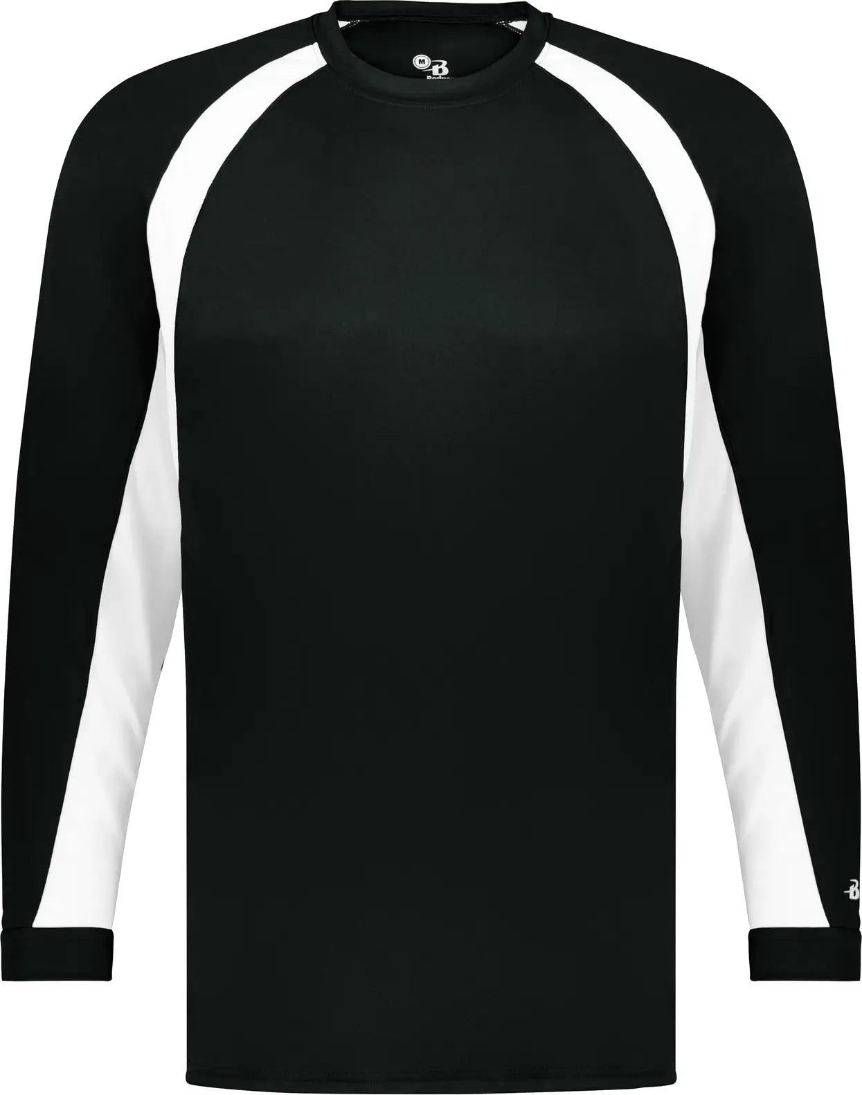 Badger Sport 2154 Youth Hook L/s Tee - Black White - Xs