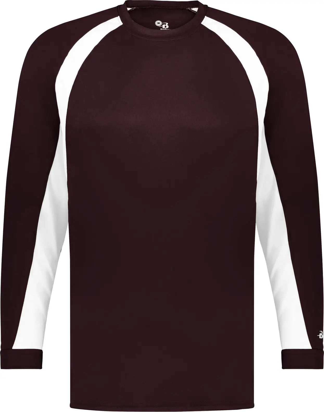 Badger Sport 2154 Youth Hook L/s Tee - Maroon White - Xs