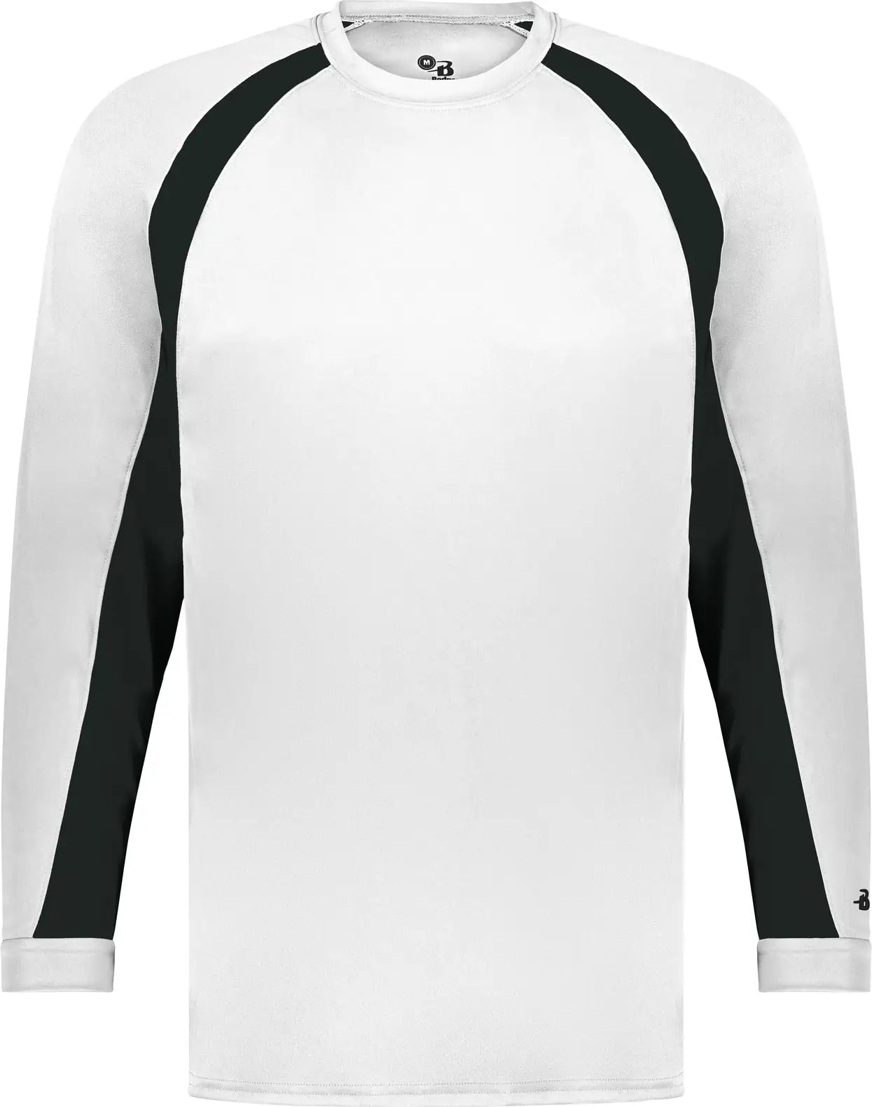 Badger Sport 2154 Youth Hook L/s Tee - White Black - Xs
