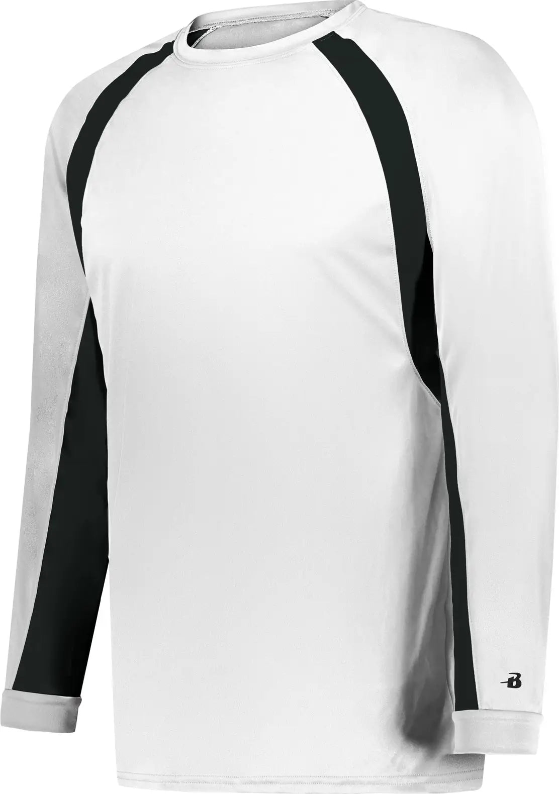Badger Sport 2154 Youth Hook L/s Tee - White Black - Xs
