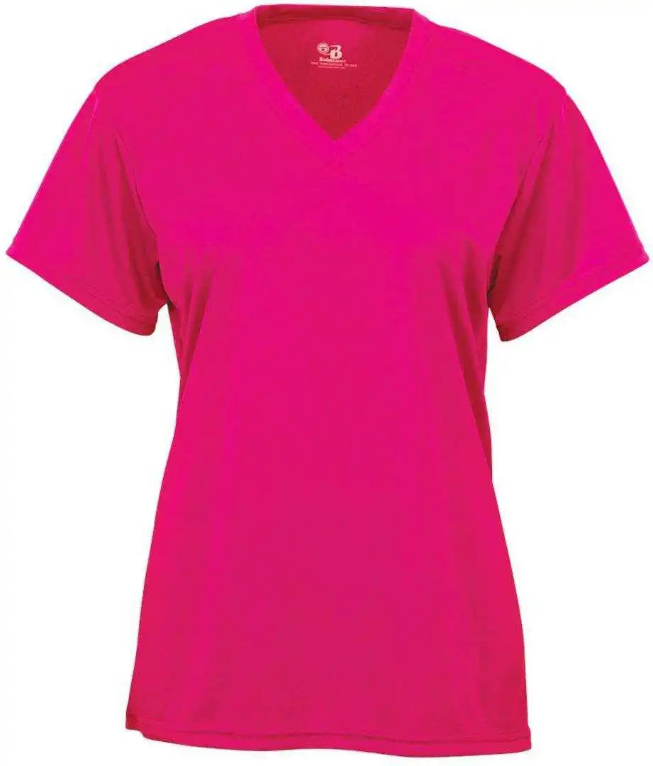 Badger Sport 2162 B-core Youth V-neck Tee - Hot Pink