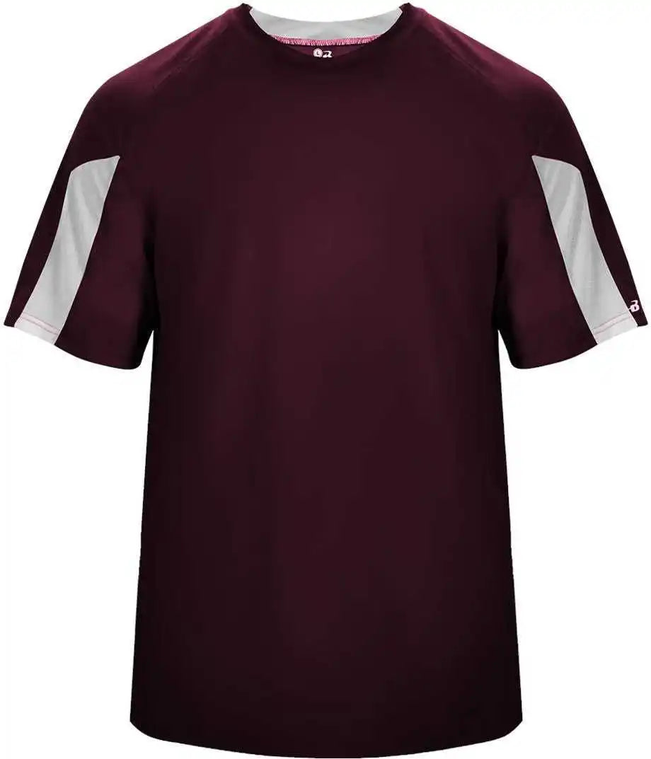 Badger Sport 2176 Striker Youth Tee - Maroon White
