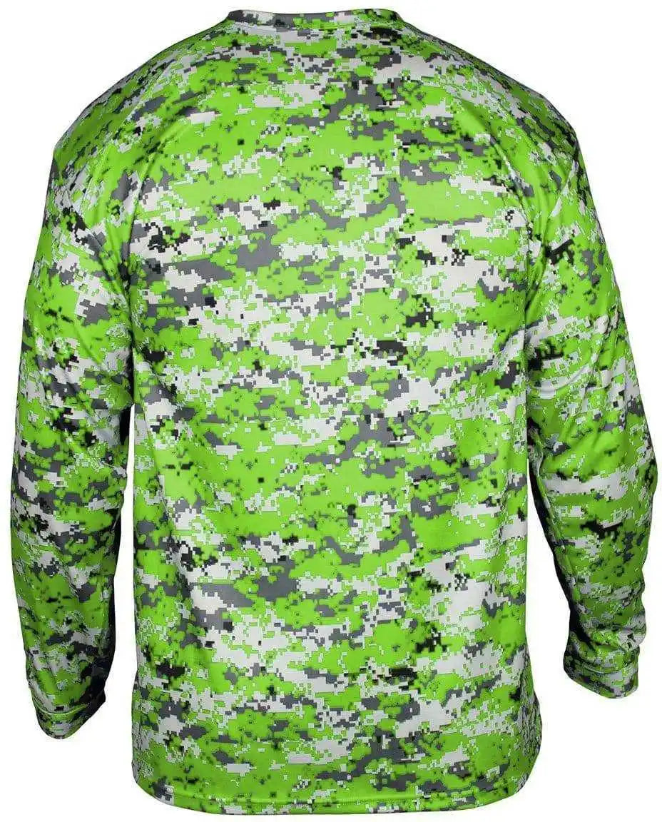 Badger Sport 2184 Digital Youth Long Sleeve Tee Lime Camo