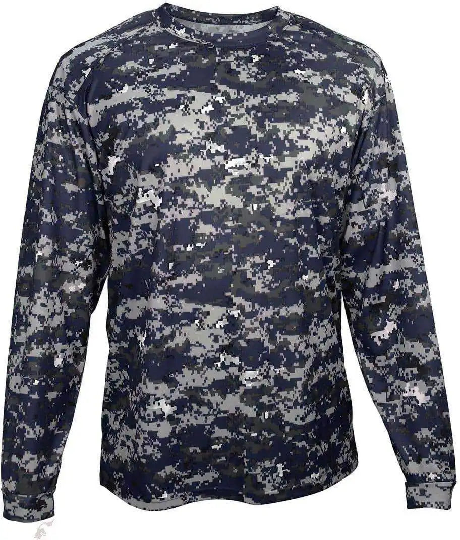 Badger Sport 2184 Digital Youth Long Sleeve Tee - Navy Camo