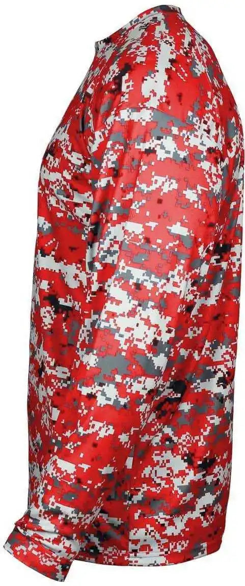 Badger Sport 2184 Digital Youth Long Sleeve Tee Red Camo