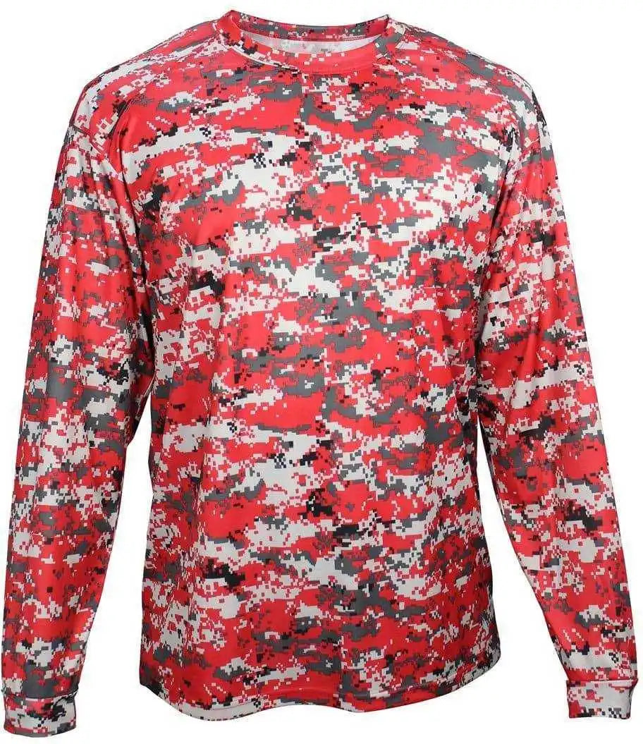 Badger Sport 2184 Digital Youth Long Sleeve Tee Red Camo